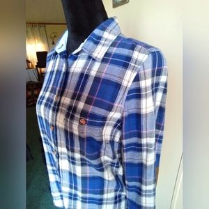 L.O.G.G. BY H&M FLANNEL BUTTON DOWN SHIRT WITH ELBOW PATCHES